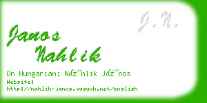 janos nahlik business card